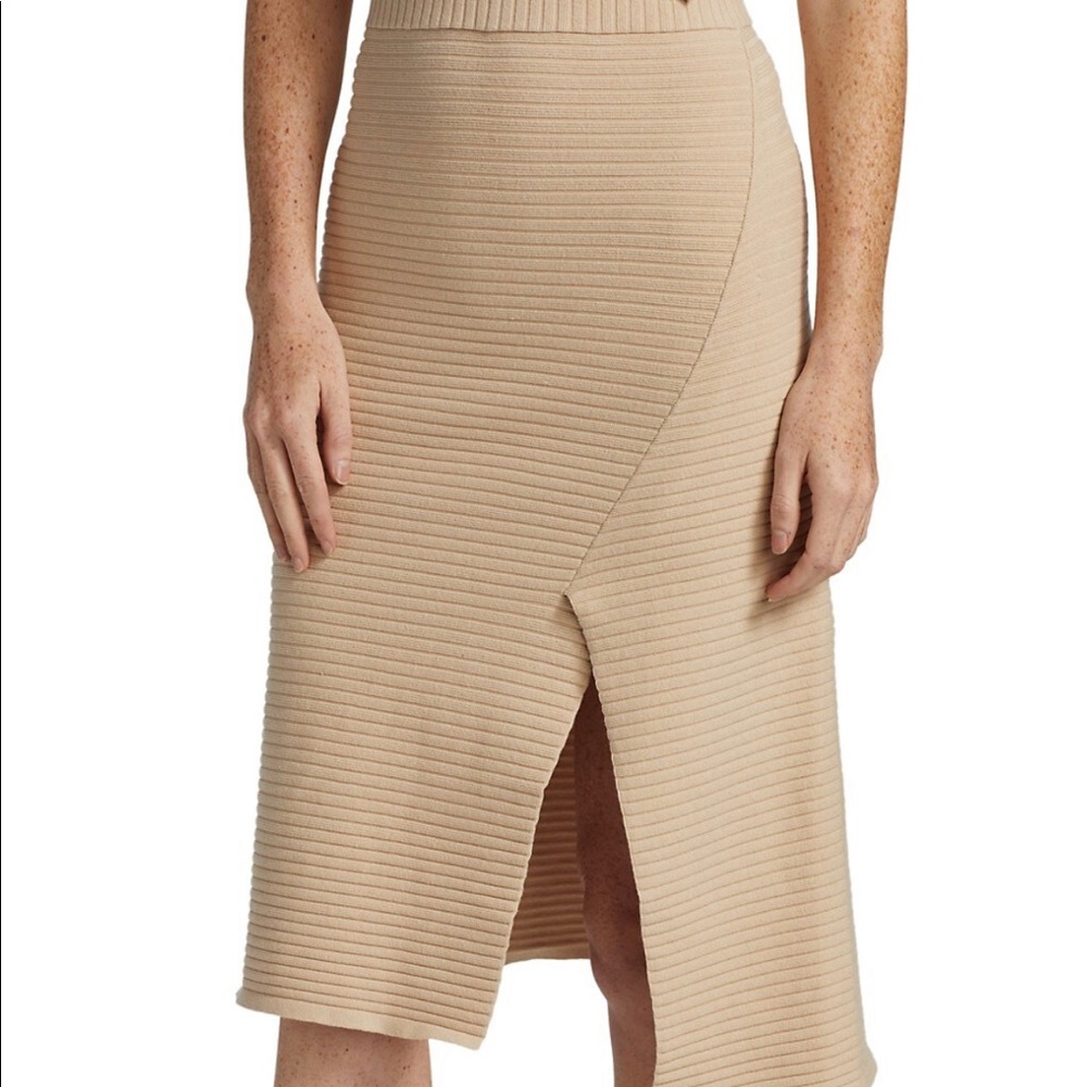 NWT NAADAM.co Ribbed Skirt with Slit, Beige Size Small - Sold out at most stores